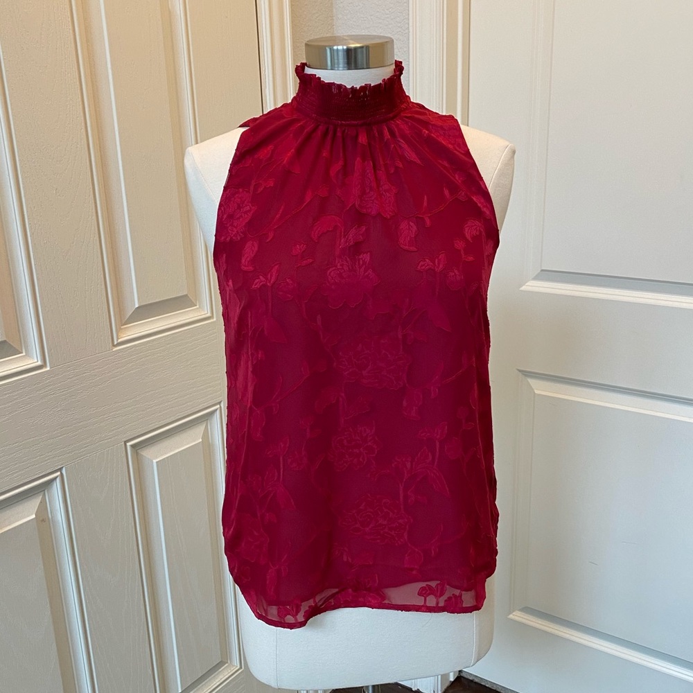 LOFT Strawberry Red Turtleneck Blouse